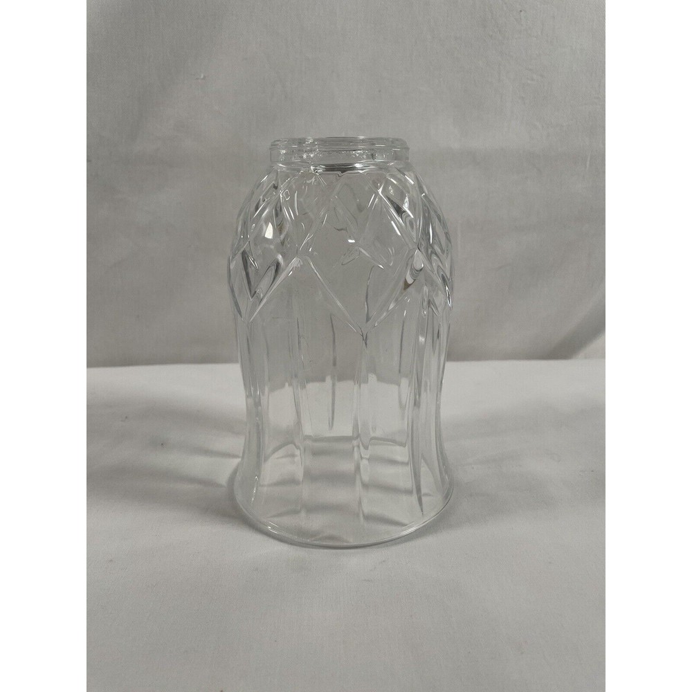 Heavy Clear Cut Glass Lamp Shade Grid Pendant Cone Bell Shape 1.25" Fitter #29